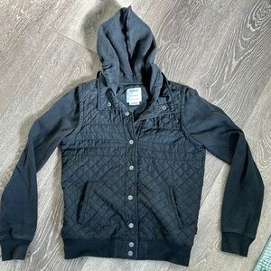 RVCA Black Quilted Hoodie Jacket